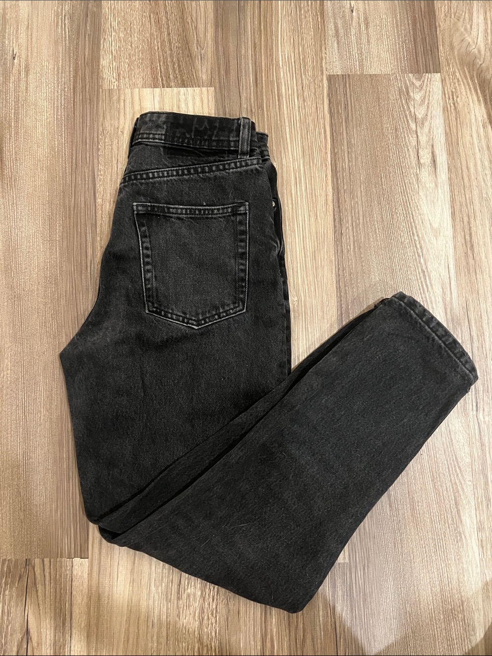 Zara Washed Black Straight-Leg Jeans